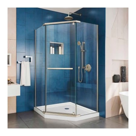 Dreamline Prism 34 1/8in x 34 1/8in Frameless Pivot Shower Enc. Brushed Nickel Finish SHEN-2134340-04